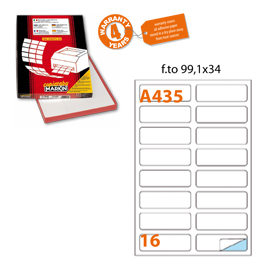 Etichetta adesiva a/435 bainca 100fg a4 99,1x34mm (16eti/fg) markin