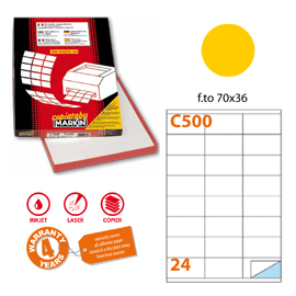 Etichetta adesiva c/500 giallo 100fg a4 70x36mm (24et/fg) markin