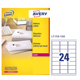 Etichetta adesiva l7159 bianca 100fg a4 63,5x33,9mm (24et/fg) avery