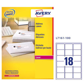 Etichetta adesiva l7161 bianca 100fg 63,5x46,6mm (18et/fg) avery