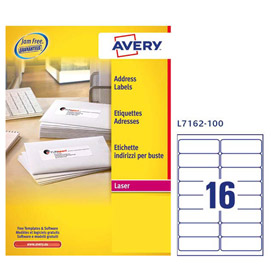 Etichetta adesiva l7162 bianca 100fg a4 99,1x33,9mm (16et/fg) avery