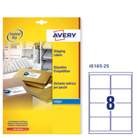 Etichetta adesiva j8165 bianca 25fg a4 99,1x67,7mm (8et/fg) inkjet avery