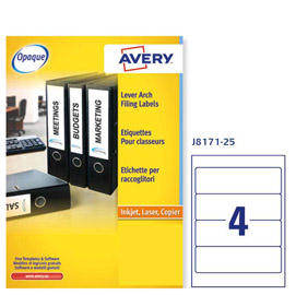 Etichetta adesiva j8171 bianca coprenti 25fg a4 200x60mm (4et/fg) inkjet avery