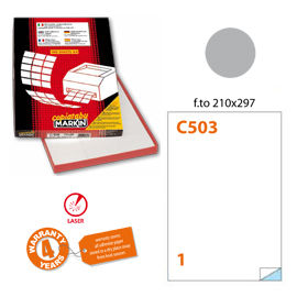 Etichetta adesiva c/503 argento 100fg a4 210x297mm (1et/fg) x laser markin