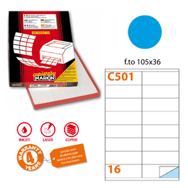 Etichetta adesiva c/501 blu 100fg a4 105x36mm (16et/fg) markin