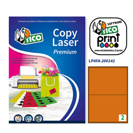 Etichetta adesiva lp4f arancio fluo 70fg a4 200x142mm (2et/fg) tico