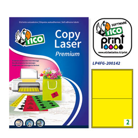 Etichetta adesiva lp4f giallo fluo 70fg a4 200x142mm (2et/fg) tico