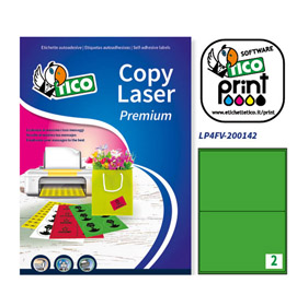 Etichetta adesiva lp4f verde fluo 70fg a4 200x142mm (2et/fg) tico