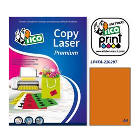 Etichetta adesiva lp4f arancio fluo 70fg a4 210x297mm (1et/fg) tico