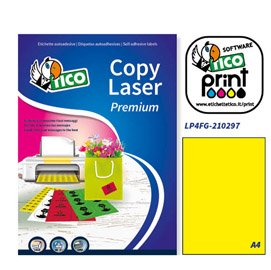 Etichetta adesiva lp4f giallo fluo 70fg a4 210x297mm (1et/fg) tico