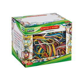 Elastico in gomma misura e colori assort. Scatola 500g