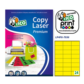 Etichetta adesiva lp4f giallo fluo 70fg a4 70x36mm (24et/fg) tico