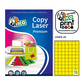 Etichetta adesiva giallo fluo 70fg a4 tonda Ø25mm (70et/fg) tico