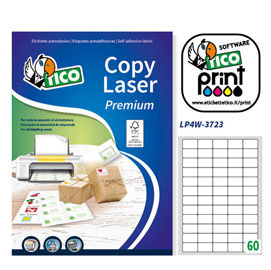 Etichetta adesiva lp4w bianca 100fg a4 37,5x23,5mm (60et/fg) laser tico
