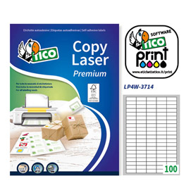 Etichetta adesiva lp4w bianca 100fg a4 37x14mm (100et/fg) laser tico
