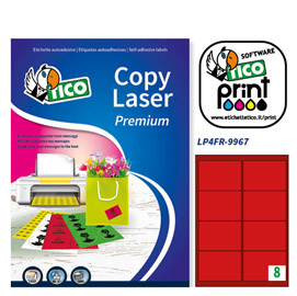 Etichetta adesiva lp4f rosso fluo 70fg a4 99,1x67,7mm (8et/fg) tico