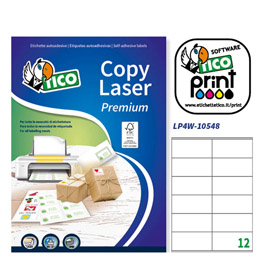 Etichetta adesiva lp4w bianca 100fg a4 105x48mm (12et/fg) laser tico