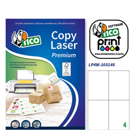 Etichetta adesiva lp4w bianca 100fg a4 105x148mm (4et/fg) laser tico