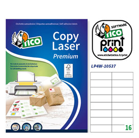 Etichetta adesiva lp4w bianca 100fg a4 105x37mm (16et/fg) laser tico
