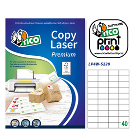 Etichetta adesiva lp4w bianca 100fg a4 52x30mm (40et/fg) laser tico