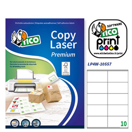 Etichetta adesiva lp4w bianca 100fg a4 105x57mm (10et/fg) laser tico