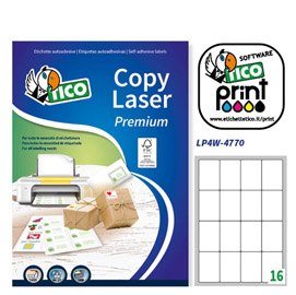 Etichetta adesiva lp4w bianca 100fg a4 47,7x70mm (16et/fg) laser tico