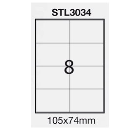 Etichetta adesiva bianca 100fg a4 105x74mm (8et/fg) starline