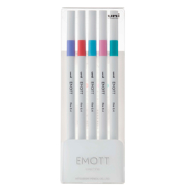 Fineliner emott -  tratto 0.4 mm - colori assortiti candy pop - uni mitsubishi - conf. 5 pezzi