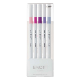 Fineliner emott - tratto 0.4 mm - colori assortiti floral - uni mitsubishi - conf. 5 pezzi