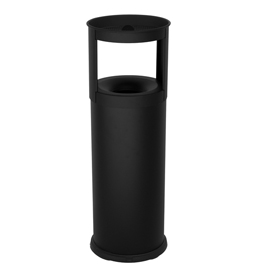 Gettacarte autoestinguente con posacenere - 25 l - diametro 25 cm - h 80 cm - acciaio - nero - stilcasa