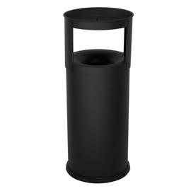 Gettacarte autoestinguente con posacenere - 40 l - diametro 31 cm - h 80 cm - acciaio - nero - stilcasa