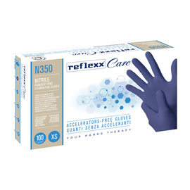 Guanti nitrile ipoallergenici n350 - senza acceleranti - taglia xs - blu - reflexx - conf. 100 pezzi