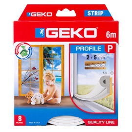 Guarnizione in gomma per isolamento strip 6mt tipo p bianco geko