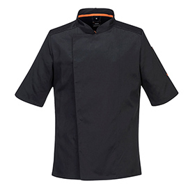 Giacca cuoco meshair pro - maniche corte - taglia xl - nero - portwest
