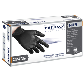 Guanti in nitrile n85 - ultra resistenti - tg m - nero - reflexx - conf. 50 pezzi