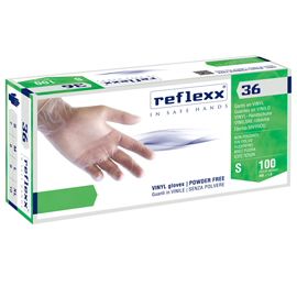 Guanti in vinile r36 - s/polvere - tg s - bianco - reflexx - conf. 100 pezzi