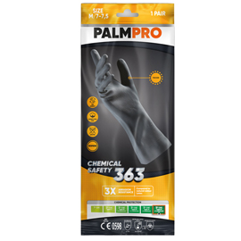 Guanti chemical safety palmpro 363 - taglia xxl - nitrile - nero - icoguanti