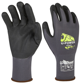 Guanti di protezione flex - con polsino marrone - taglia 09 - nero/grigio - u-power