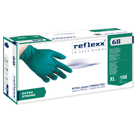 Guanti in nitrile r68 - senza polvere - taglia xl - verde - reflexx - conf. 100 pezzi