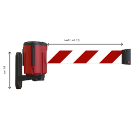Kit testina rondo tensa - nastro estensibile 10 mt - rosso / bianco - con fissaggio magnetico - studio t