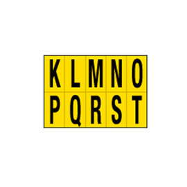 Lettera adesiva da k a t - pvc - 56 x 99 mm - 10 et/fg - 1 foglio - nero/giallo