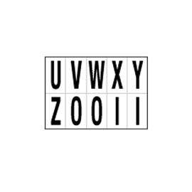 Lettera adesiva da u a z - pvc - 56 x 99 mm - 10 et/fg - 1 foglio - nero/bianco