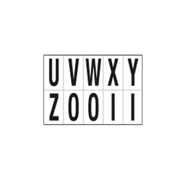 Lettera adesiva da u a z - pvc - 70 x 124 mm - 10 et/fg - 1 foglio - nero/bianco