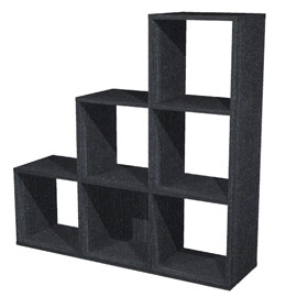 Libreria 6 caselle a scalare 104x29,2cm-h103,9cm nero venato - rainbow