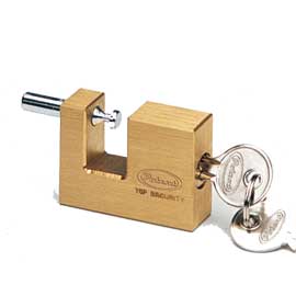 Lucchetto corazzato per sarracinesca in ottone massiccio 50mm dim 77x50x16,5mm