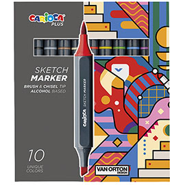 Marcatore sketch marker - colori assortiti - carioca plus - conf. 10 pezzi