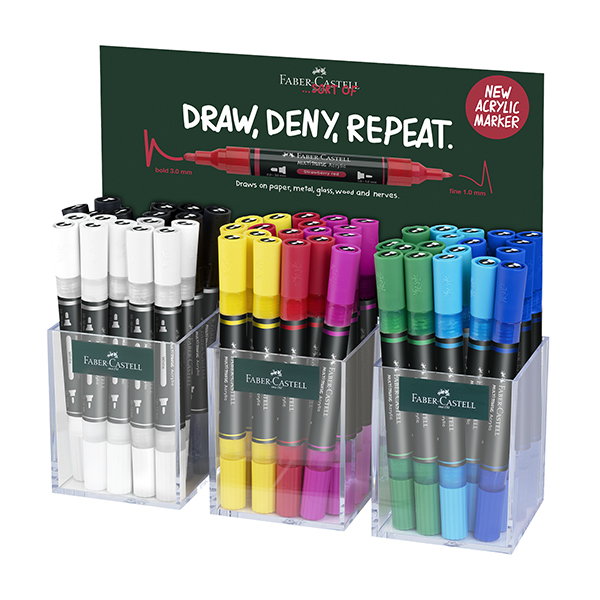 Marcatore acrilico multimark - colori assortiti - faber-castell - expo da 54 pezzi