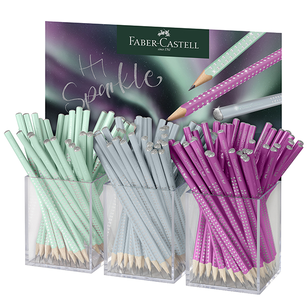 Matite grafite sparkle aurora - colori assortiti - faber-castell - expo da 144 pezzi