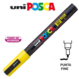 Marcatore uni posca pc3m p.fine 0,9-1,3mm giallo uni mitsubishi