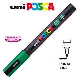 Marcatore uni posca pc3m p.fine 0,9-1,3mm verde uni mitsubishi
